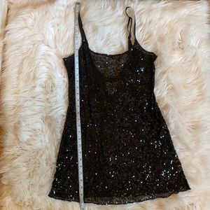 Free People BLACK sequin sheer slip dress
